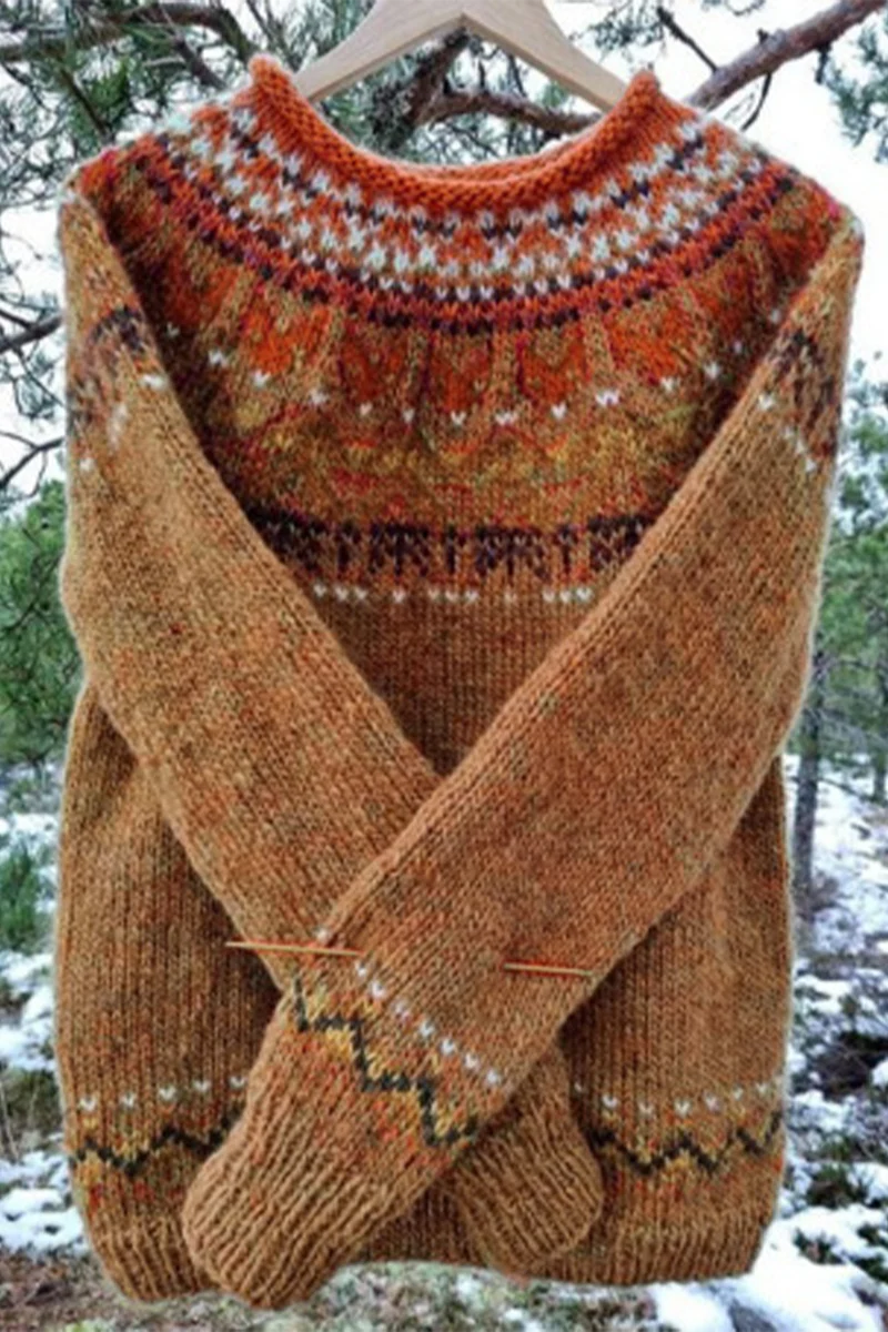 Casual Daily Geometric Stripe Contrast O Neck Sweaters(9 Colors) - Panekey