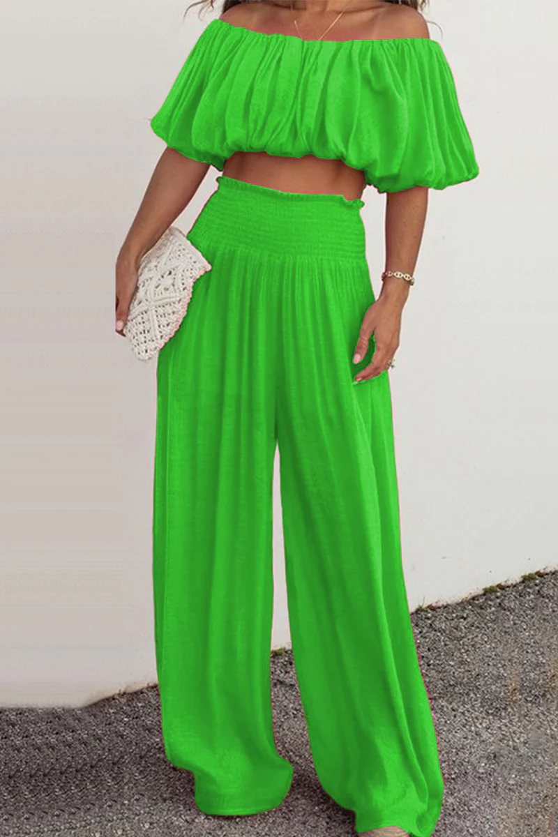 Casual Daily Solid Patchwork Off the Shoulder Short Sleeve Two Pieces - Panekey