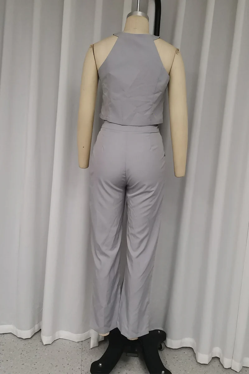 Casual British Style Solid Pocket Buttons O Neck Sleeveless Two Pieces - Panekey