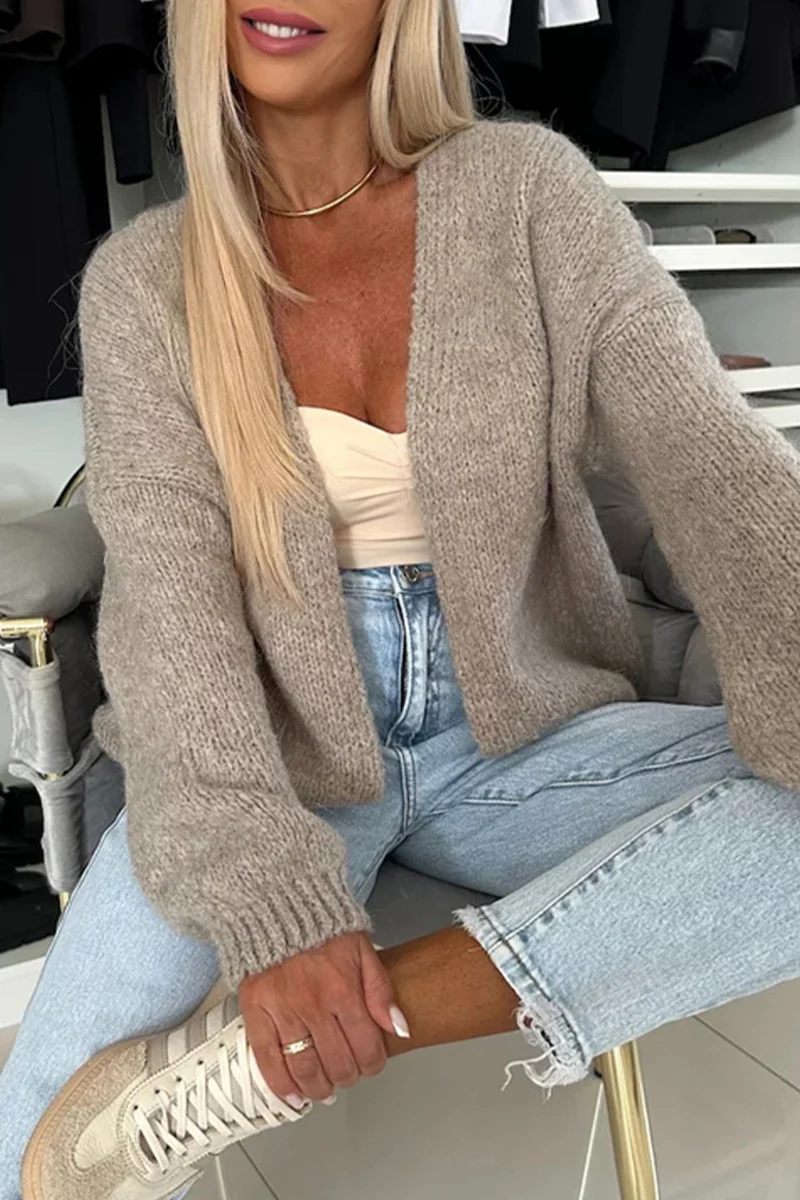 Casual Daily Weave V Neck Outerwear(4 Colors) - Panekey