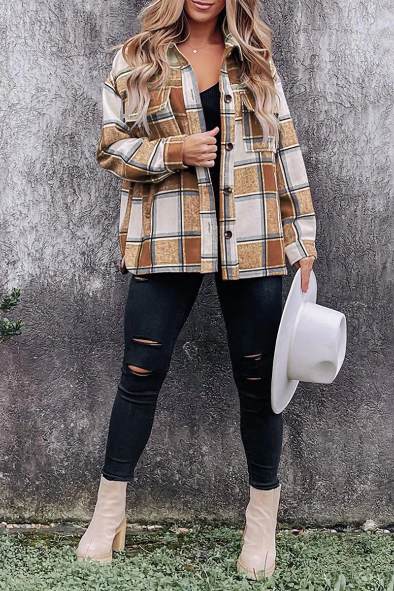 Casual Plaid Patchwork Turndown Collar Blouses(5 Colors) - Panekey
