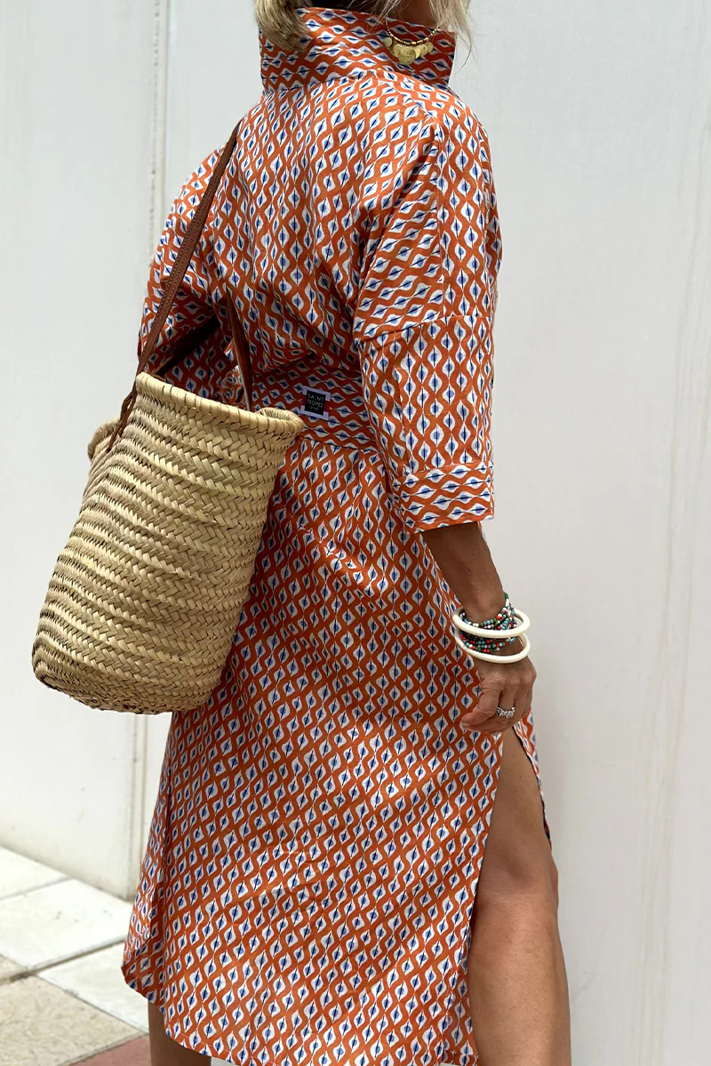 Casual Plaid Striped Print Buttons With Belt Turndown Collar Shirt Dresses(5 Colors) - Panekey