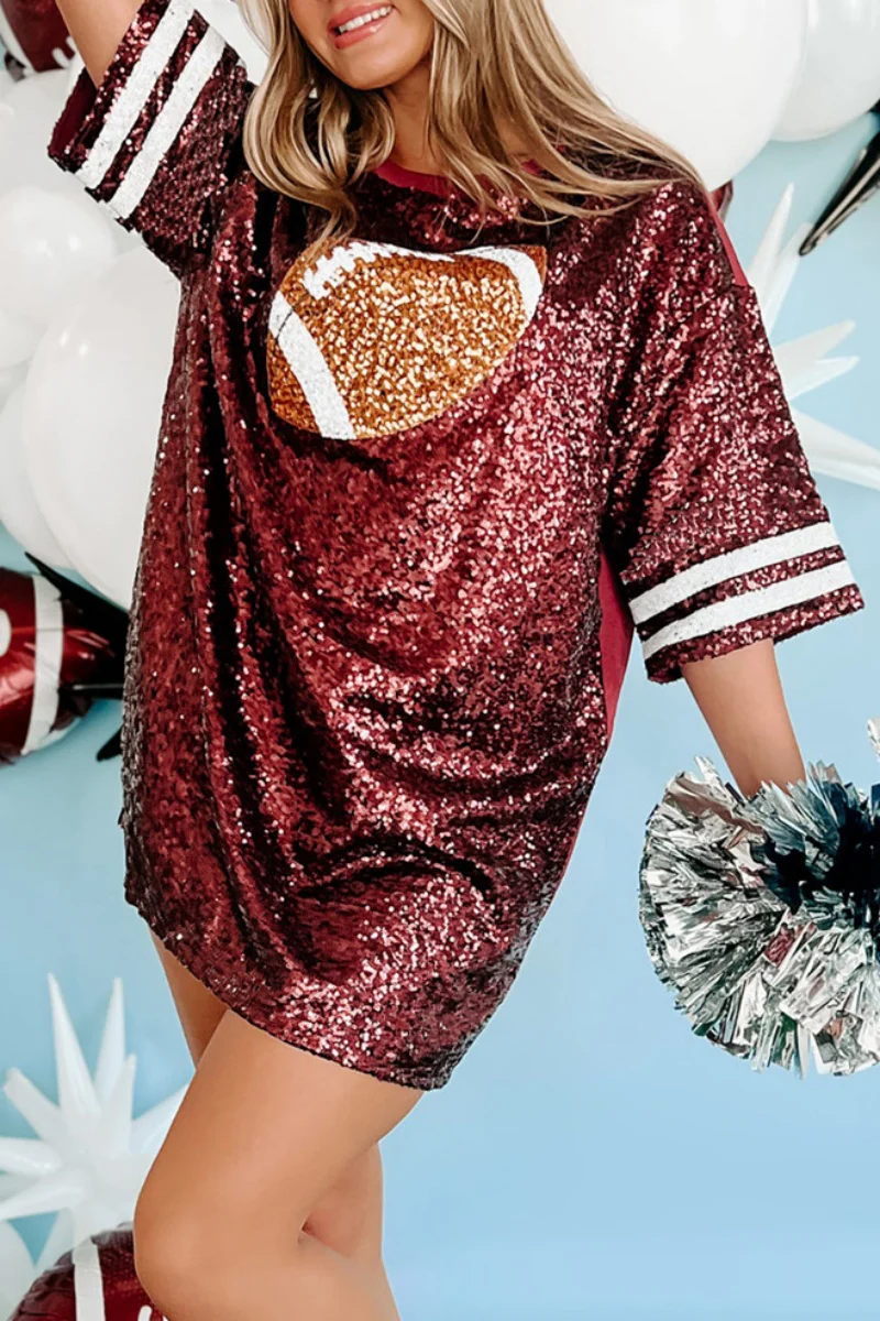 Casual Patchwork Sequins O Neck T-Shirts(4 Colors) - Panekey