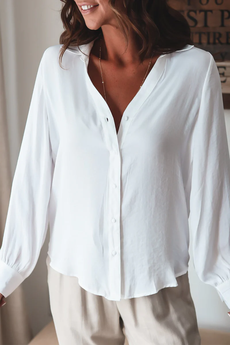 Casual Elegant Solid Patchwork Buckle Turndown Collar Tops(3 Colors) - Panekey