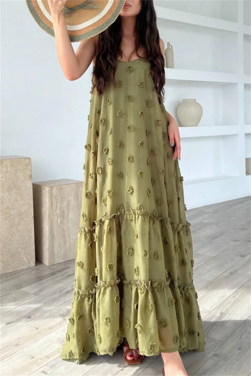 Casual Backless Spaghetti Strap Long Dresses - Panekey