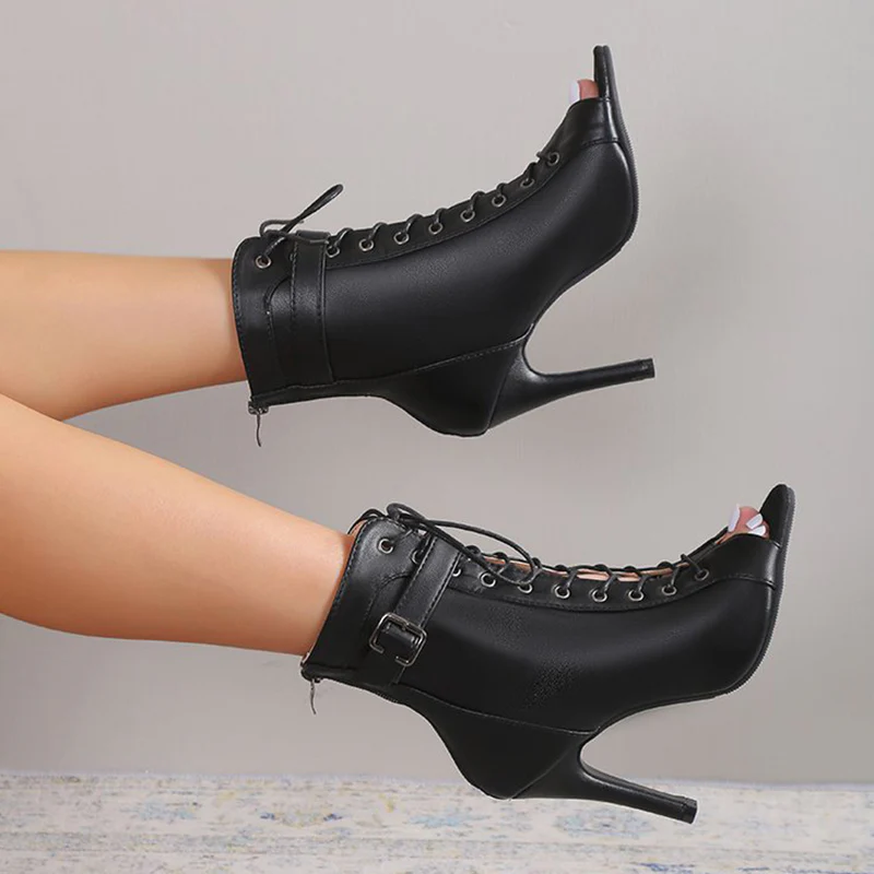 Casual Patchwork Frenulum Fish Mouth Out Door Shoes (Heel Height 3.74in) - Panekey