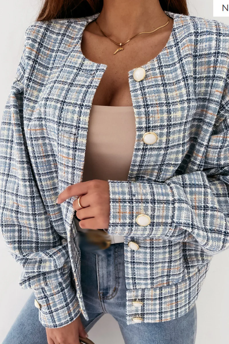 Casual Plaid Patchwork Turndown Collar Outerwear(3 Colors) - Panekey