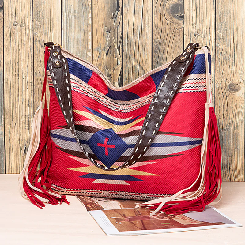 Casual College Color Block Tassel Bags - Panekey