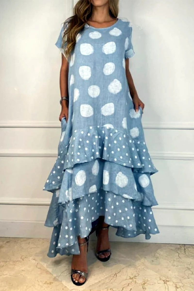 Casual Dot Patchwork Printed Dress Dresses(10 Colors) - Panekey