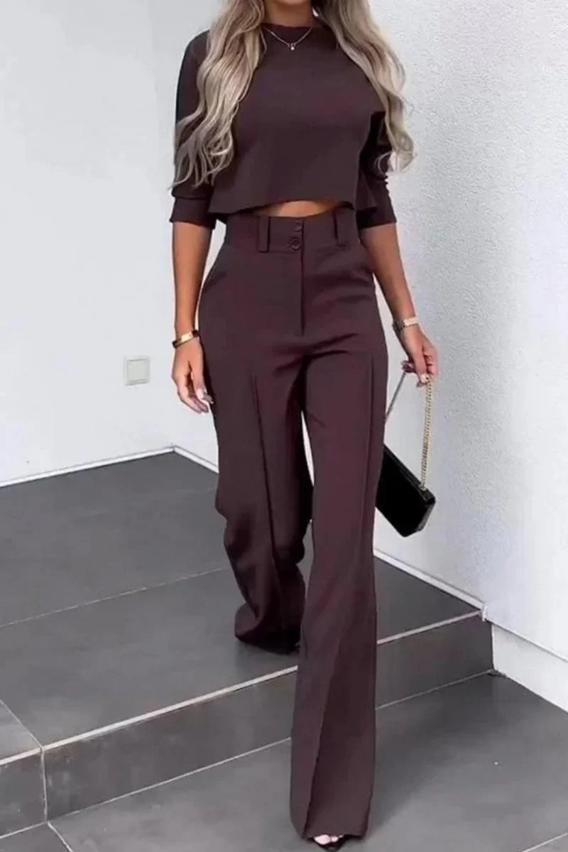 Casual Basic Half A Turtleneck Three Quarter Two Pieces(6 Colors) - Panekey