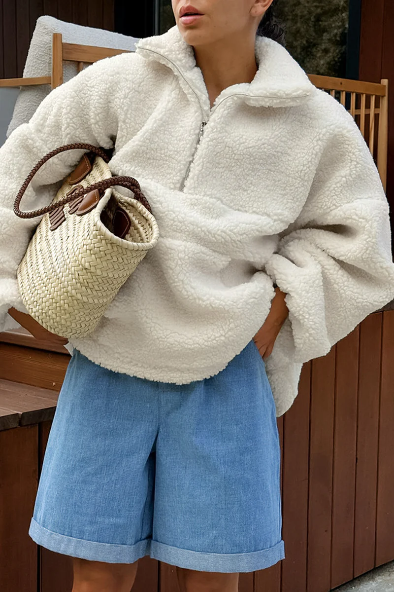 Casual Daily Pocket Zipper Turndown Collar Hoodies - Panekey