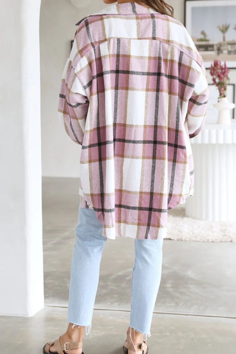 Casual Plaid Patchwork Turndown Collar Blouses(5 Colors) - Panekey