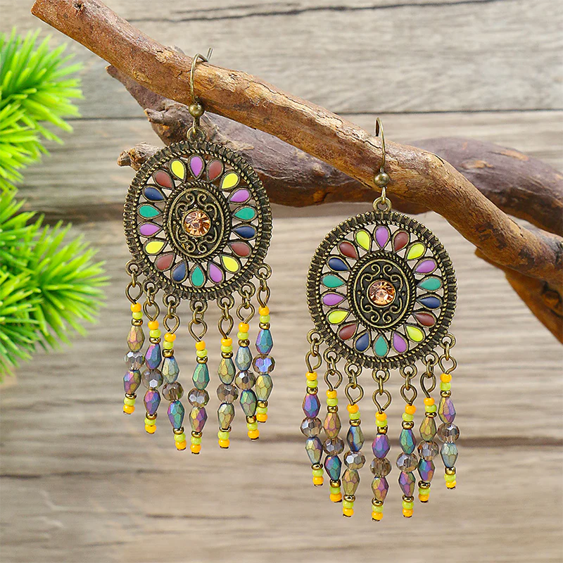 Bohemian Geometric Patchwork Earrings - Panekey