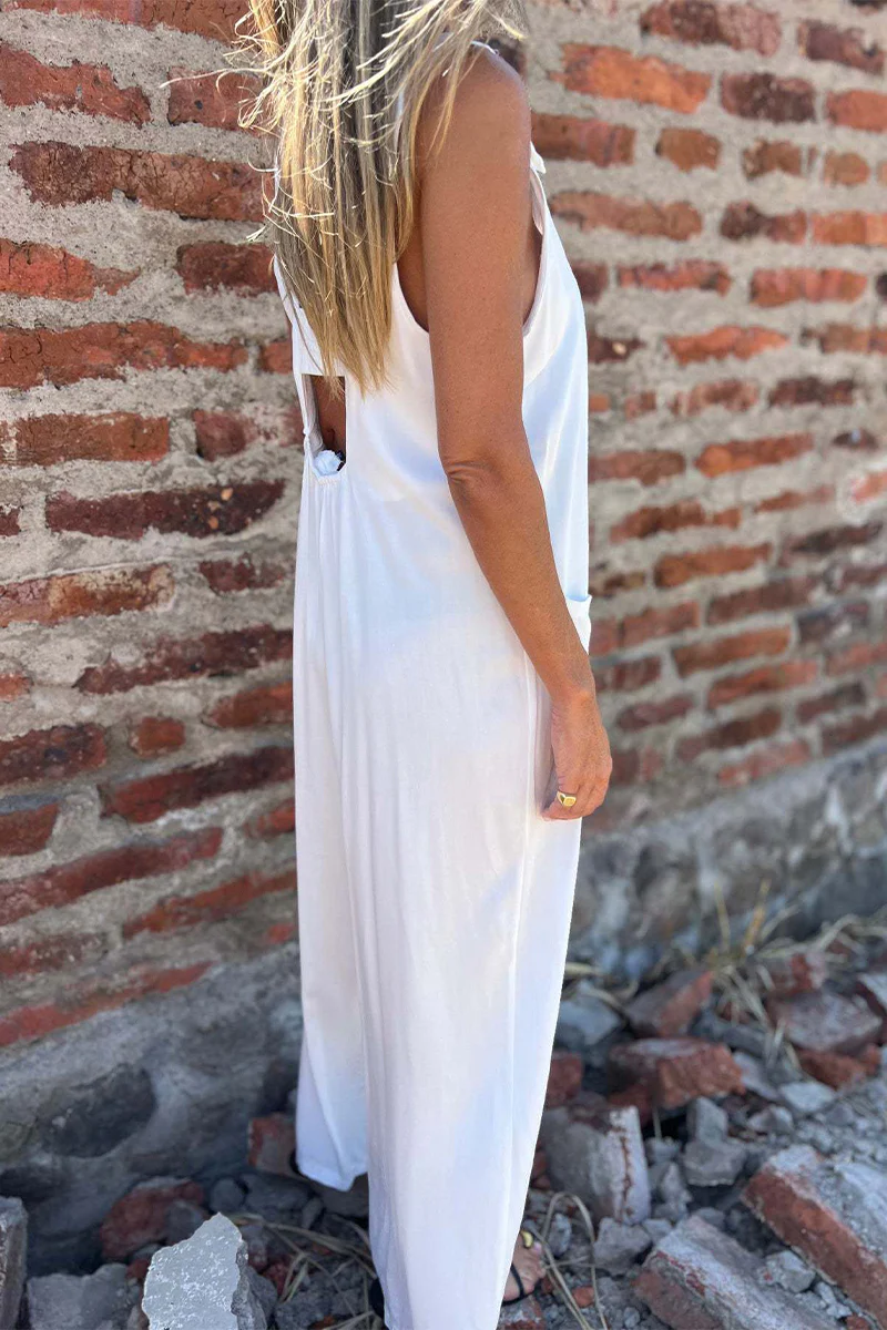 Casual Pocket Buttons Backless U Neck Boot Cut Jumpsuits(3 Colors) - Panekey