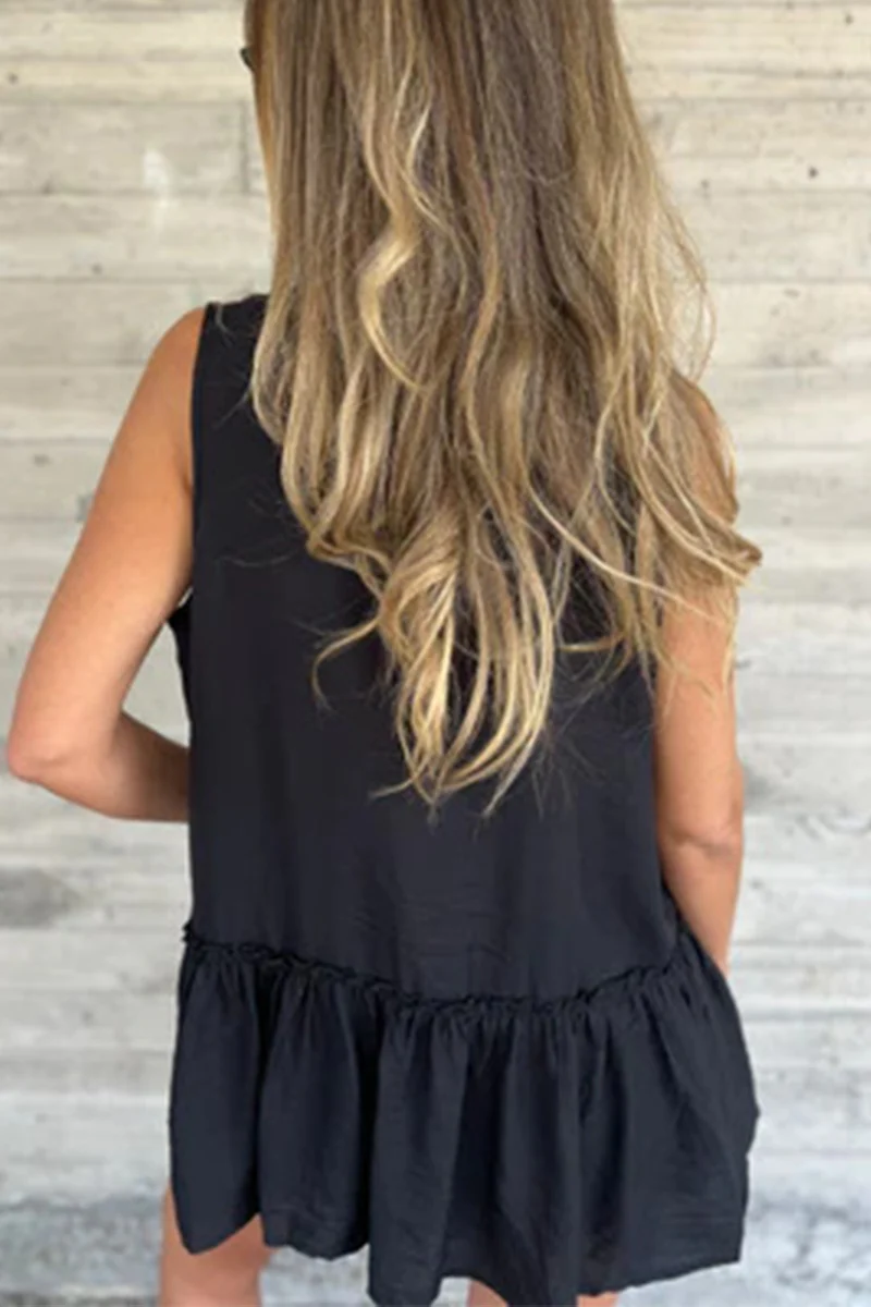 Casual Buttons Pleated Flounce Turndown Collar Blouses(3 Colors) - Panekey