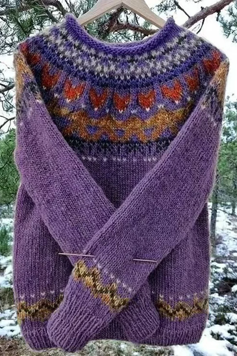 Casual Daily Geometric Stripe Contrast O Neck Sweaters(9 Colors) - Panekey