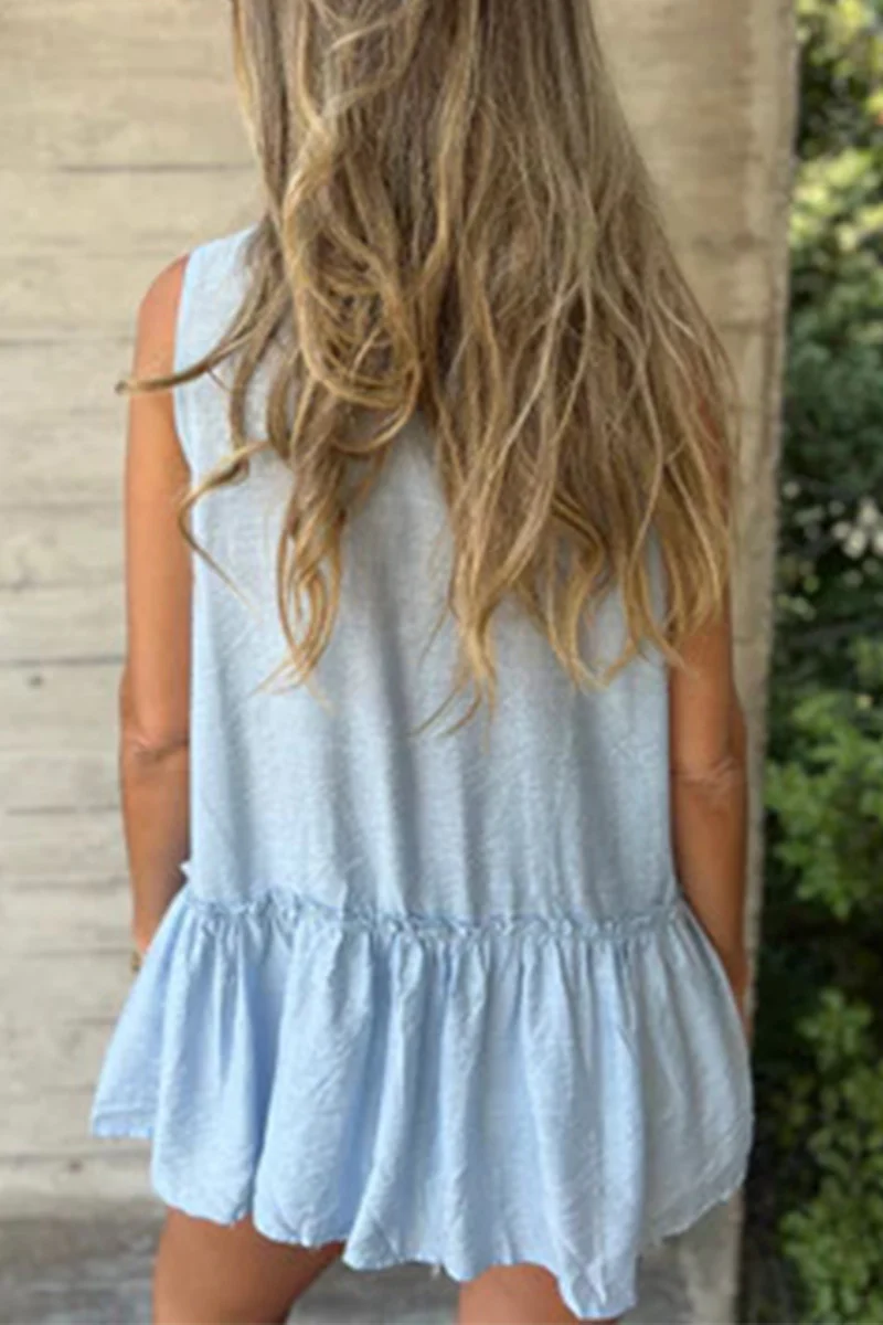 Casual Buttons Pleated Flounce Turndown Collar Blouses(3 Colors) - Panekey