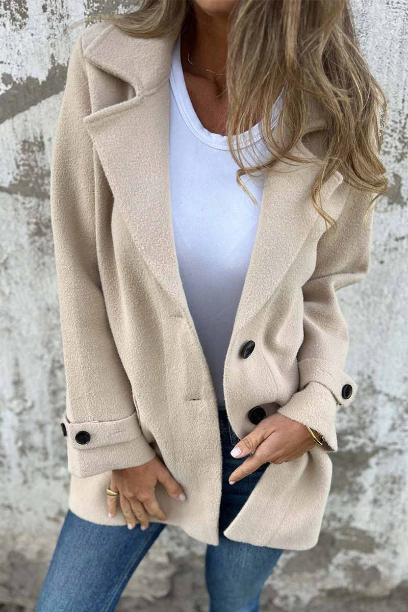 Casual Daily Buttons Gross Turn-back Collar Outerwear(3 Colors) - Panekey