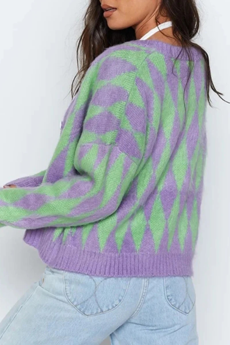 Casual Geometric Buckle Tops Sweater - Panekey