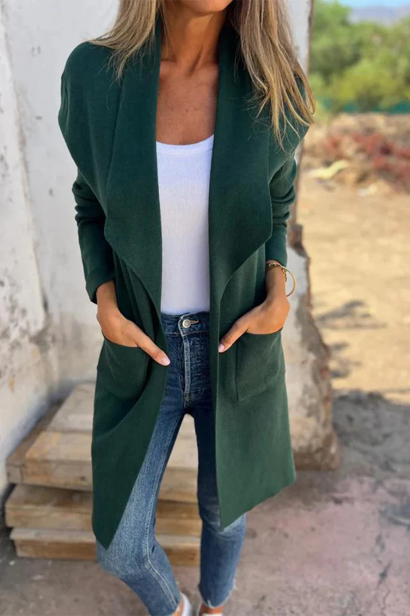 Casual Daily Solid Color Pocket Turndown Collar Outerwear(5 Colors) - Panekey