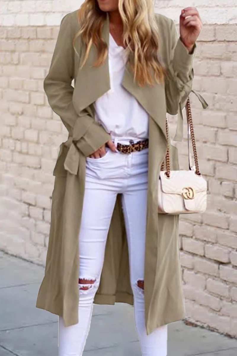 British Style Solid Frenulum Outerwear - Panekey