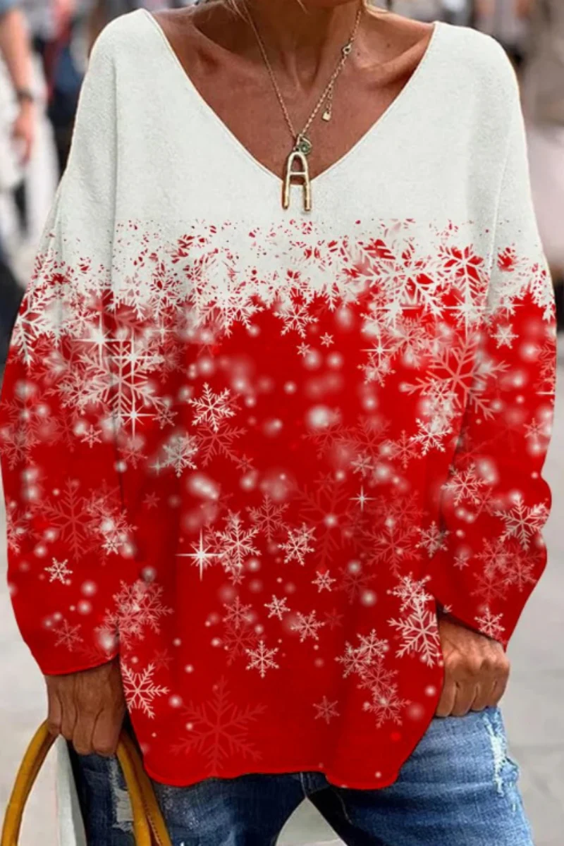 Casual Daily Print Basic V Neck Tops(3 Colors) - Panekey