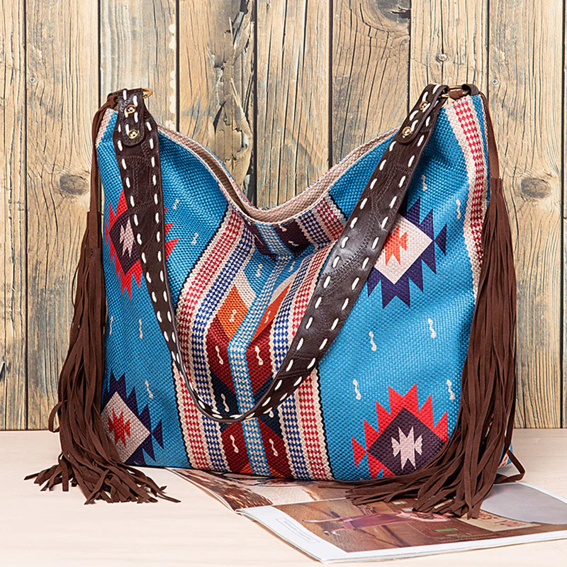 Casual College Color Block Tassel Bags - Panekey