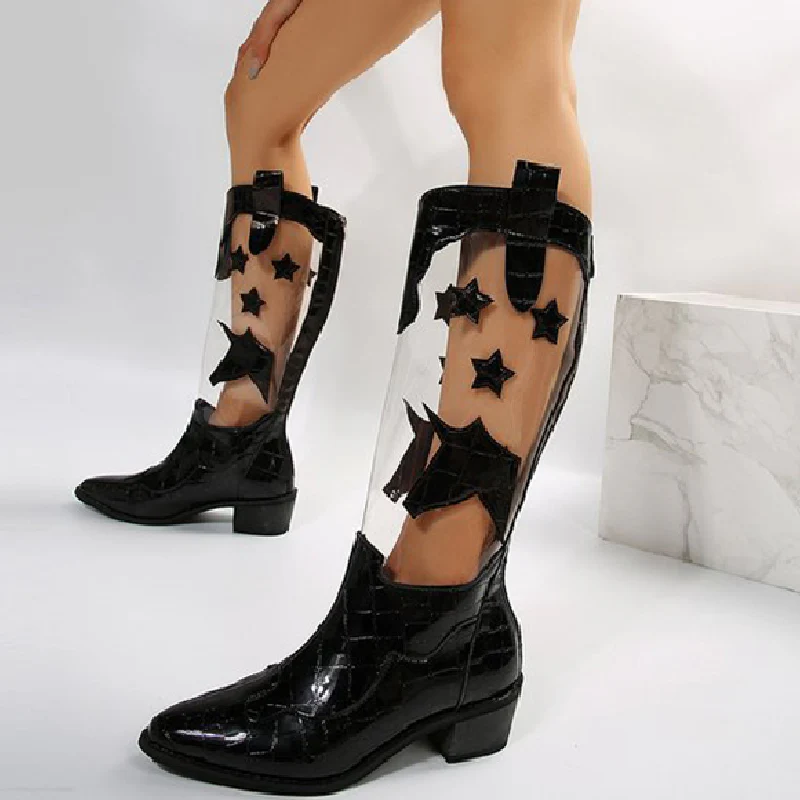 Casual Patchwork See-through Pointed Out Door Shoes - Panekey