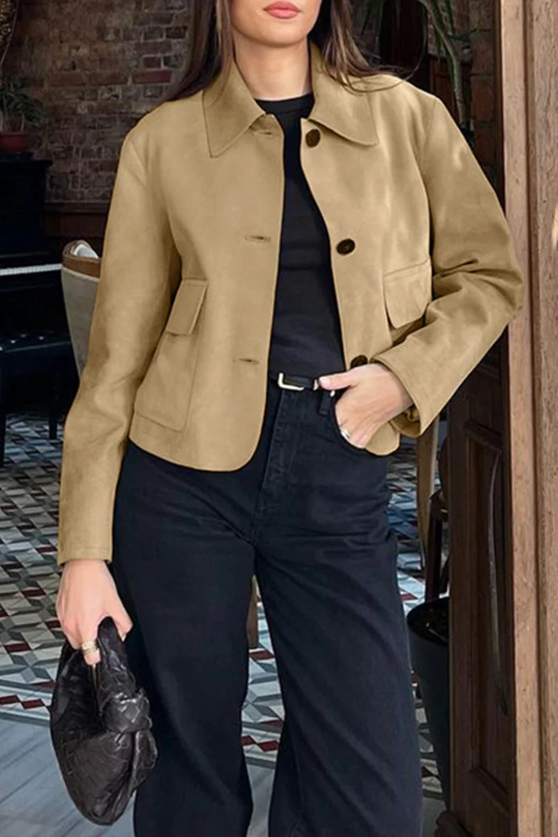 Casual Daily Buttons Turndown Collar Outerwear - Panekey