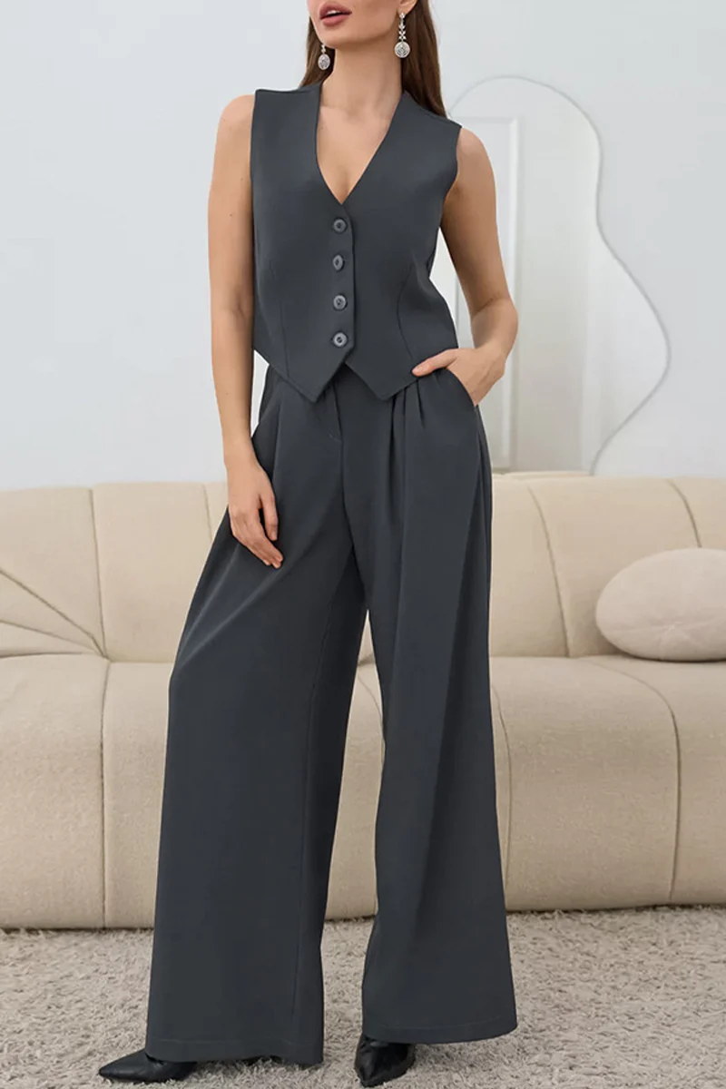 Casual Daily Buckle Ruched V Neck Sleeveless Two Pieces - Panekey