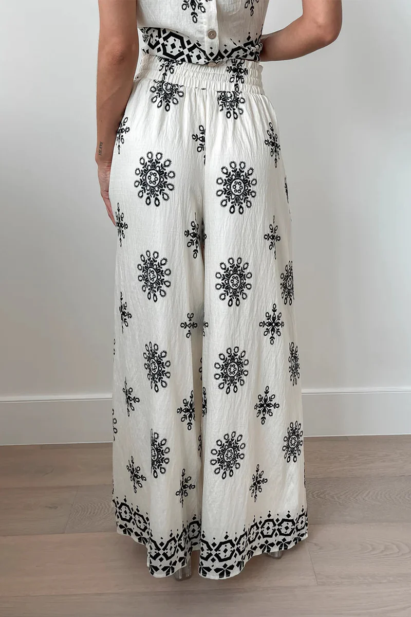 Casual Geometric Print Lace Up O Neck Sleeveless Two Pieces - Panekey