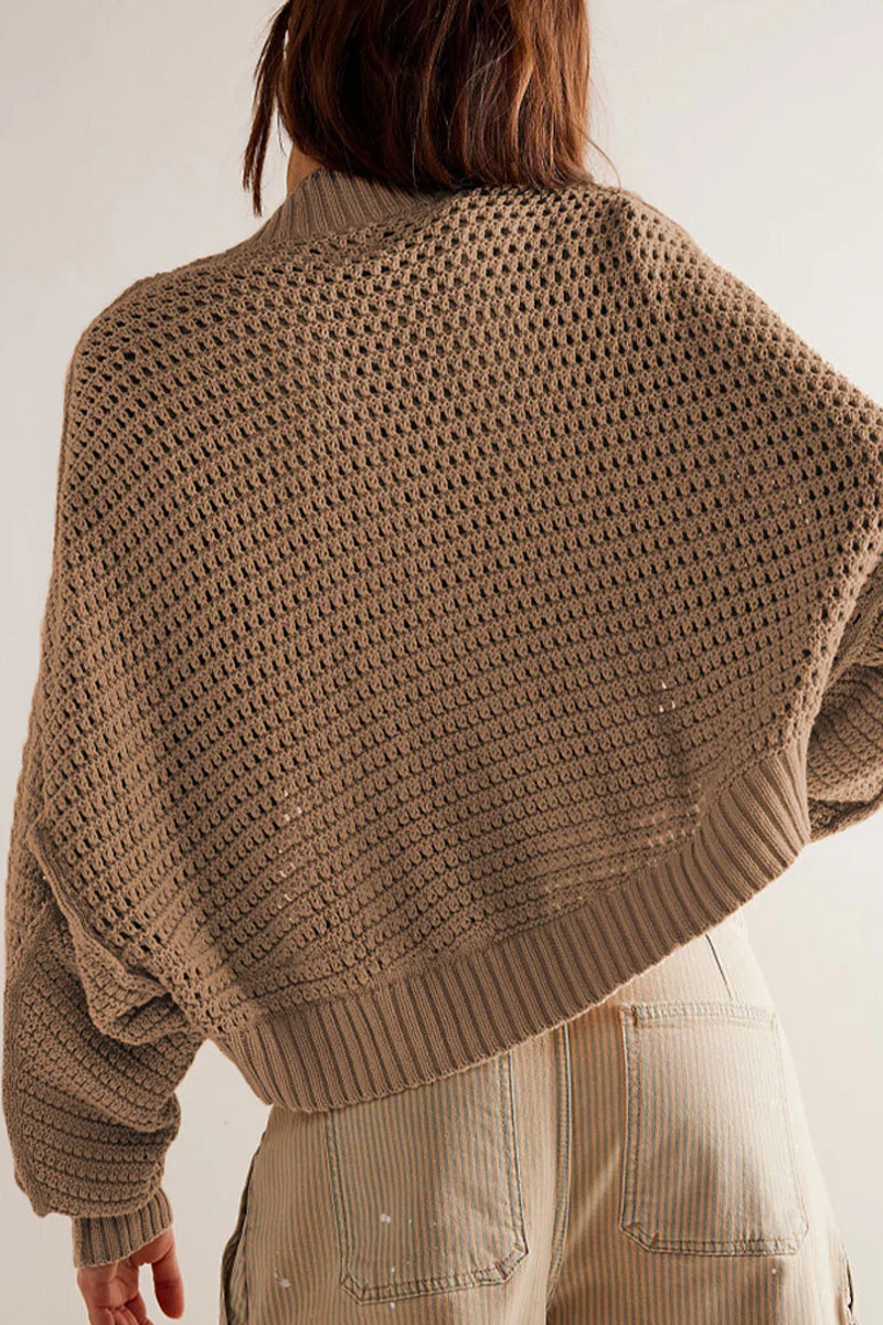 Casual Daily Solid Color Weave Cardigan Collar Outerwear - Panekey