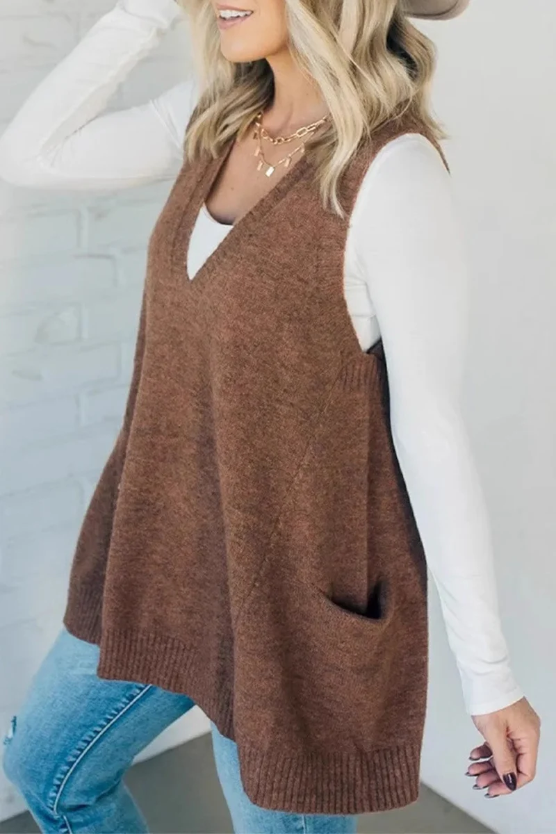 Casual Daily Pocket V Neck Sweaters(5 Colors) - Panekey