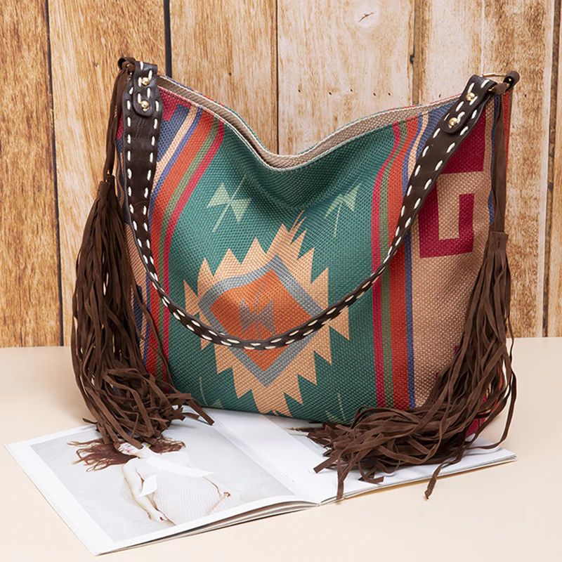 Casual College Color Block Tassel Bags - Panekey