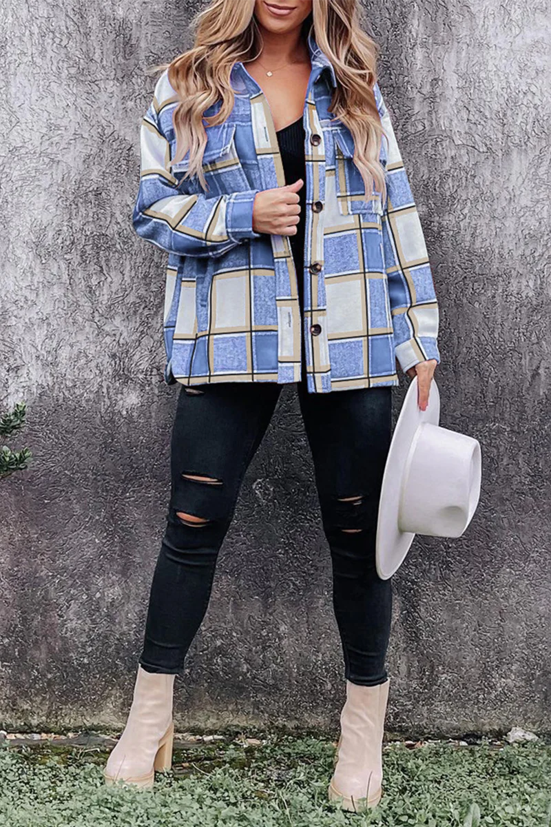 Casual Plaid Patchwork Turndown Collar Blouses(5 Colors) - Panekey