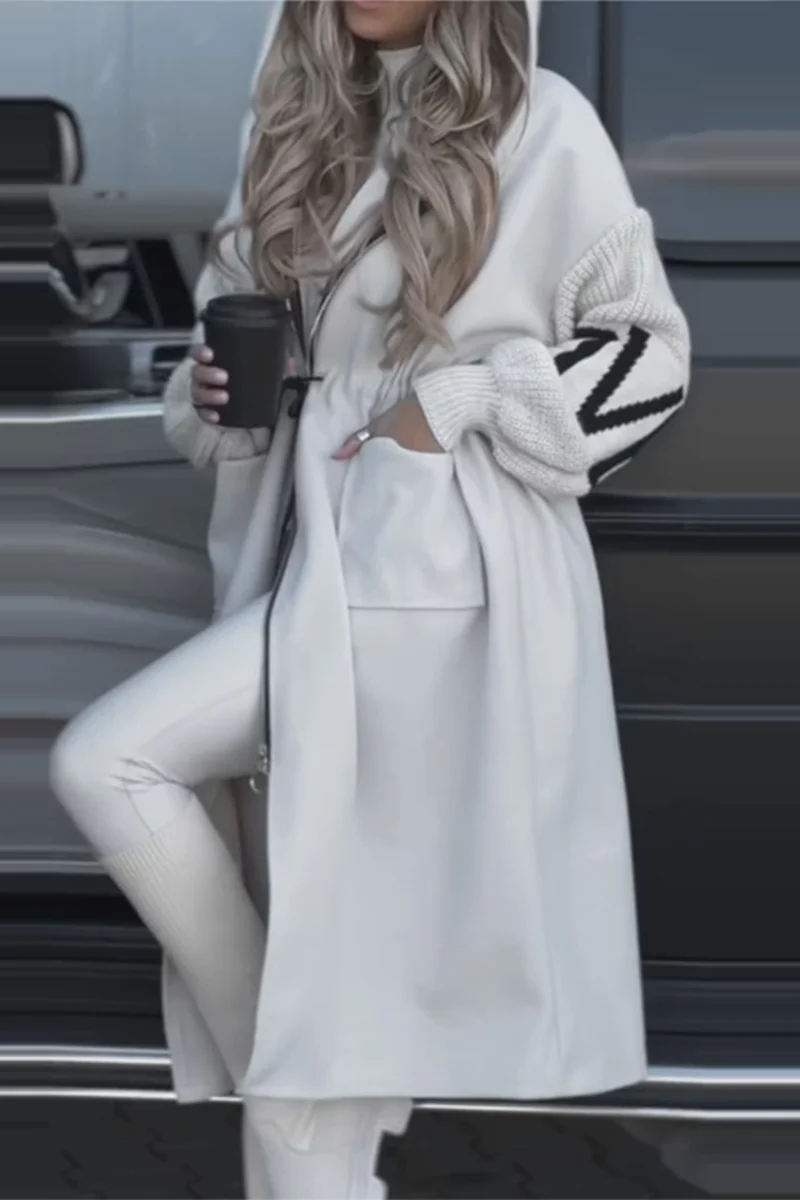 Casual Letters Pocket Patchwork Contrast Hooded Outerwear(7 Colors) - Panekey