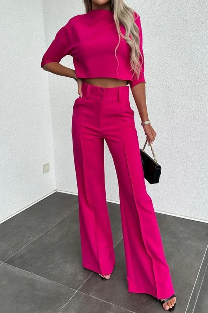 Casual Basic Half A Turtleneck Three Quarter Two Pieces(6 Colors) - Panekey