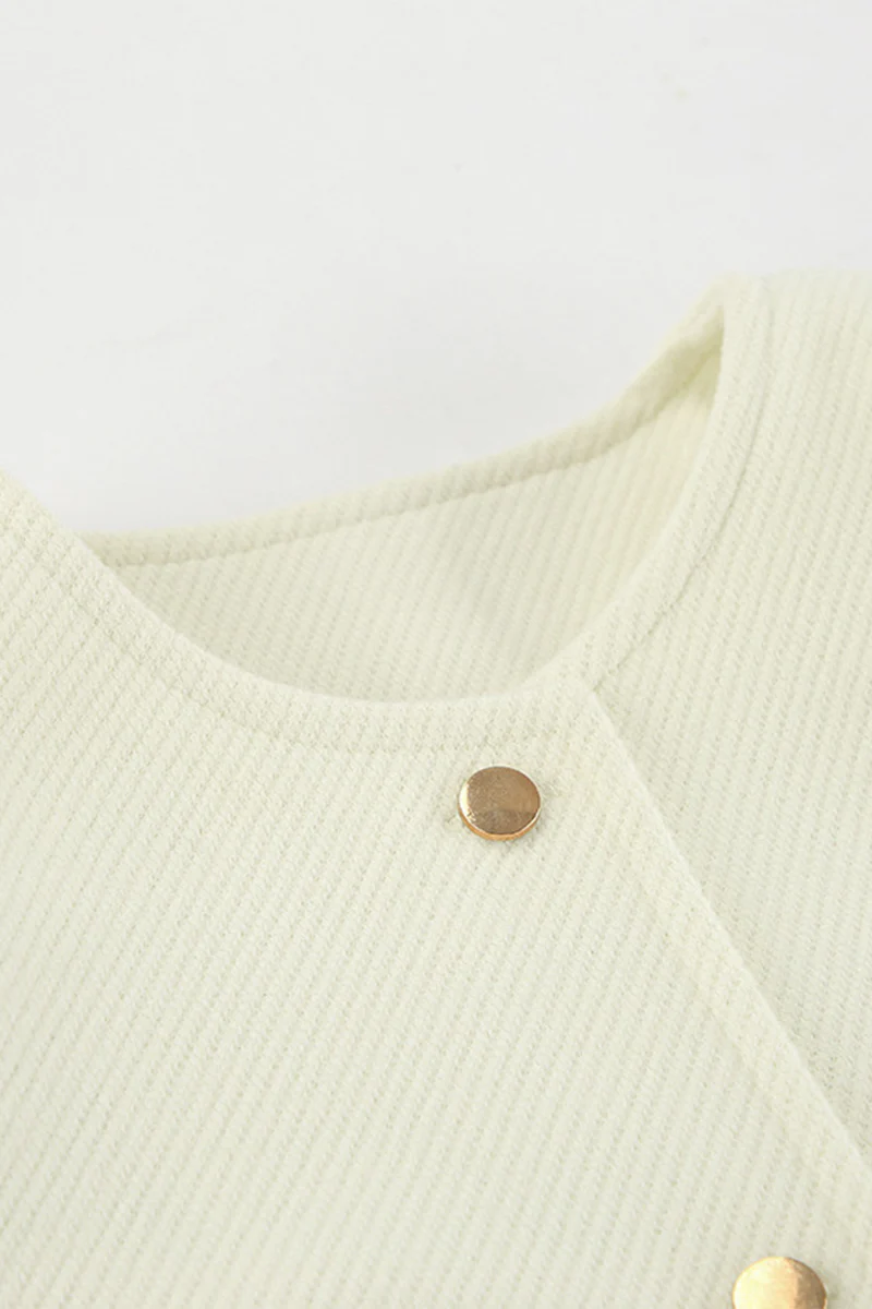 Casual Daily Solid Color Buttons O Neck Outerwear - Panekey