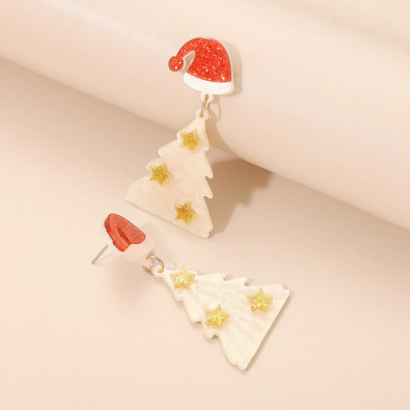 Casual Christmas Tree Patchwork Earrings - Panekey