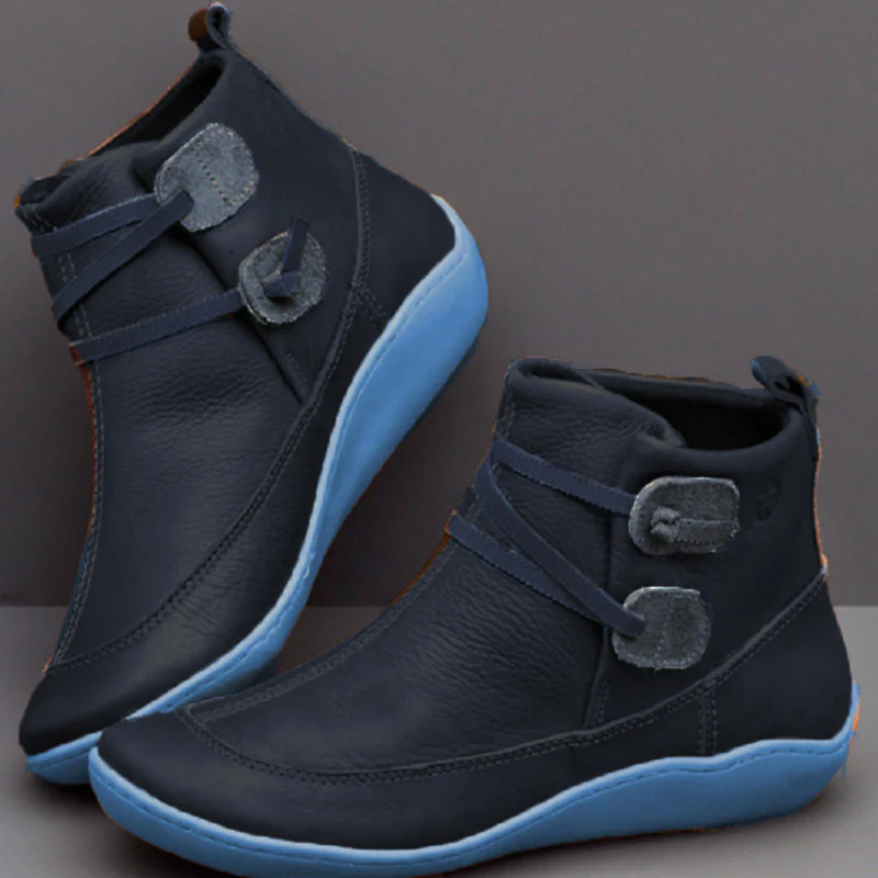 Casual Patchwork Round Leather Shoes - Panekey