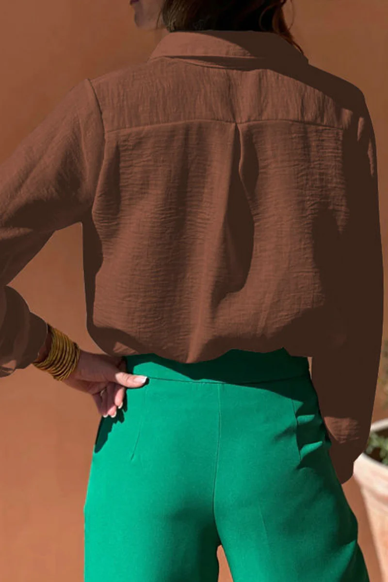 Casual Hollow Out Turndown Collar Blouses(4 Colors) - Panekey