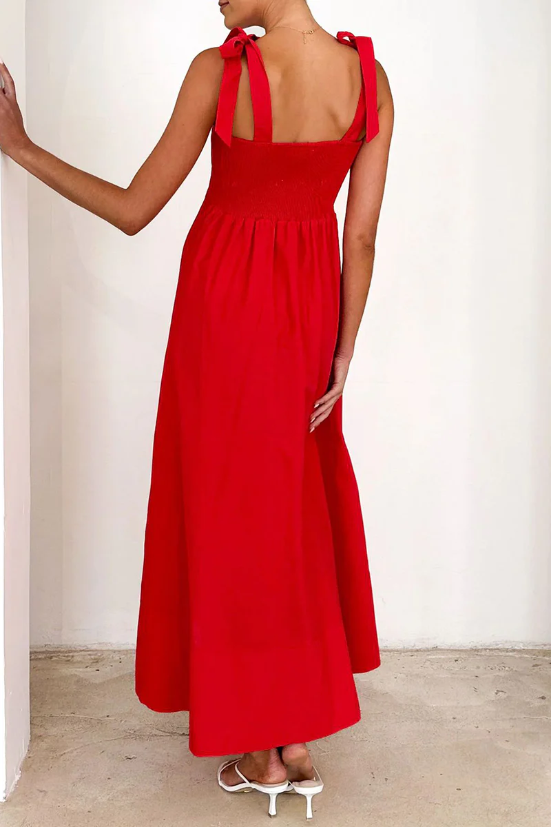 Casual Daily Lace Up Square Neck Sling Dresses(3 Colors) - Panekey