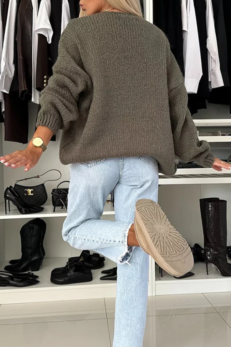 Casual Daily Weave V Neck Outerwear(4 Colors) - Panekey