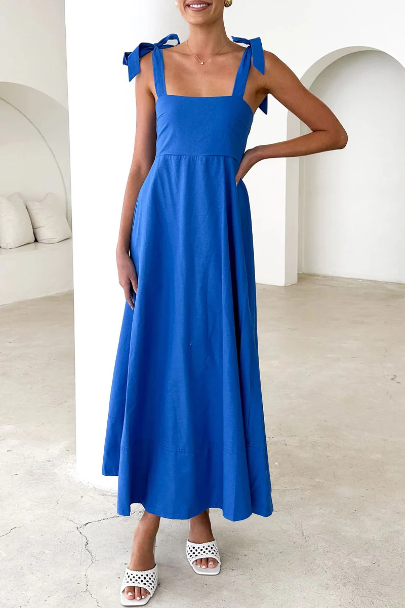 Casual Daily Lace Up Square Neck Sling Dresses(3 Colors) - Panekey