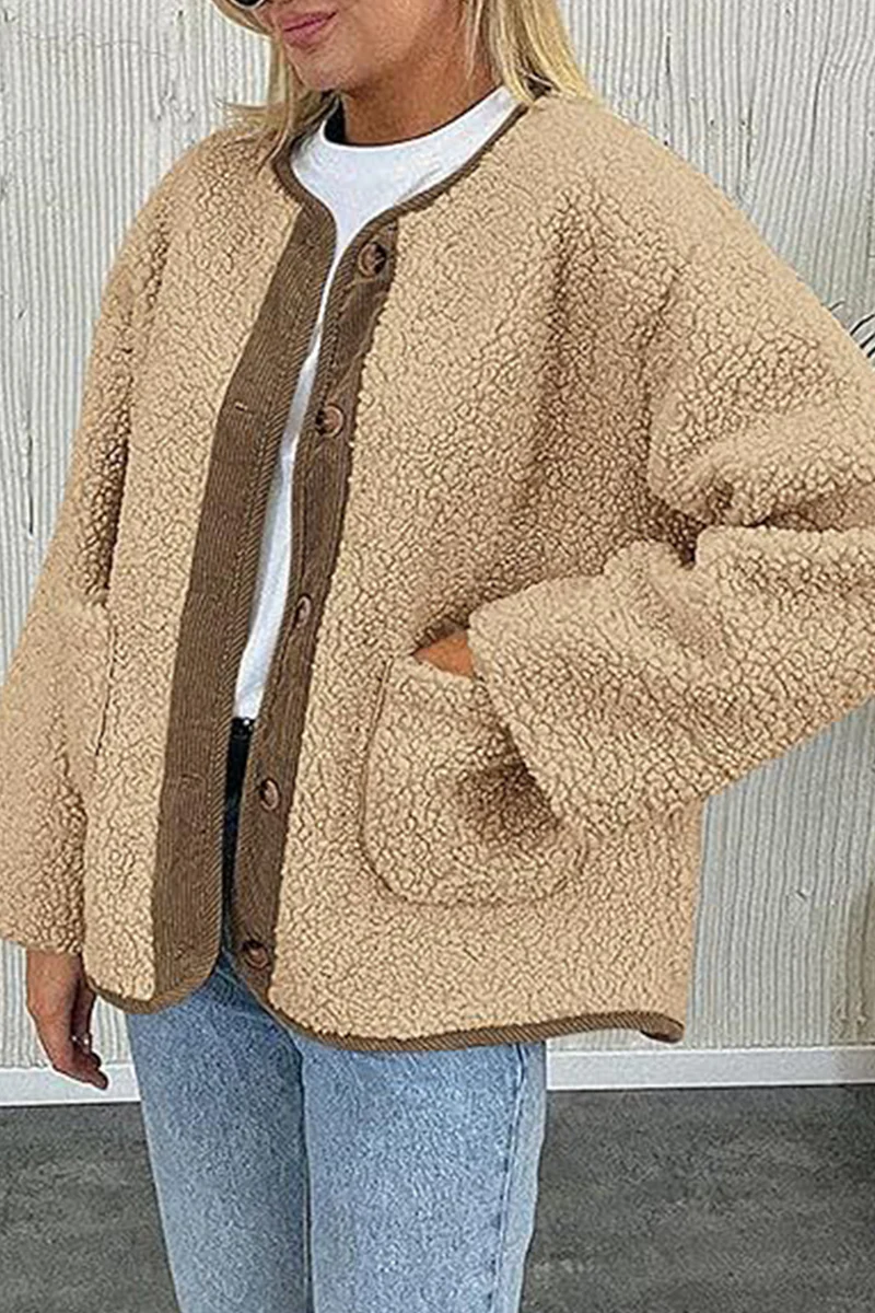 Casual Pocket Contrast O Neck Outerwear(6 Colors) - Panekey