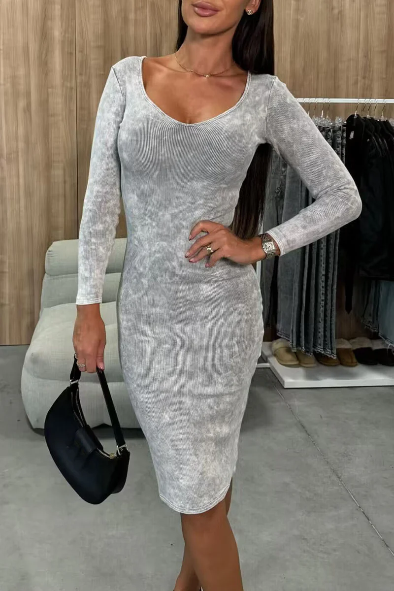 Casual Distressed V Neck Wrapped Skirt Dresses(4 Colors) - Panekey