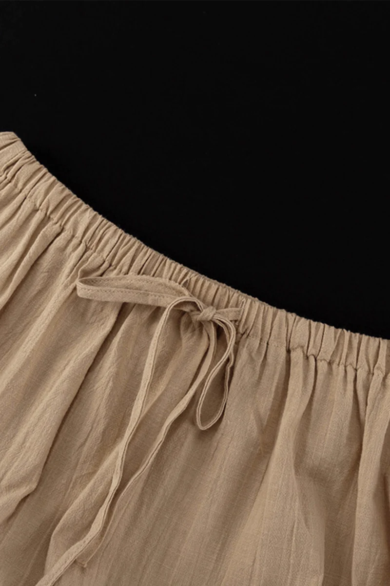 Casual Daily Solid Color Lace Up O Neck Long Sleeve Two Pieces - Panekey