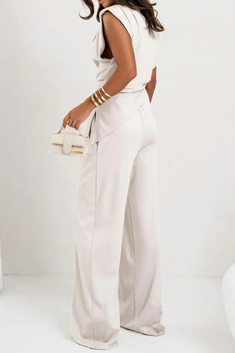 Casual Pocket Ruched O Neck Sleeveless Two Pieces(4 Colors) - Panekey