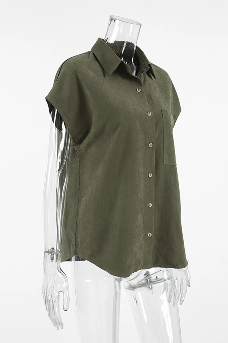 Casual Buttons Turndown Collar Blouses - Panekey