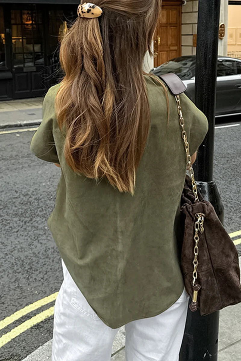 Casual Buttons Turndown Collar Blouses - Panekey